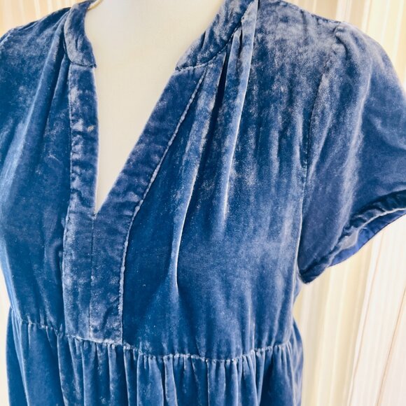 Anthropologie Crushed Blue Velvet Mini Dress - Picture 8 of 8